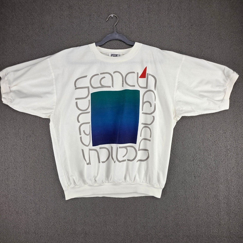 Peer Peter Mussfeldt Cancun Sweatshirt White Vintage 90s Graphic Large